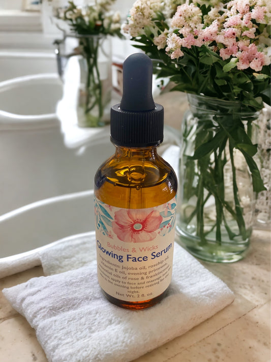 Organic Glowing Face Serum with Rose and Frankincense Essential Oil