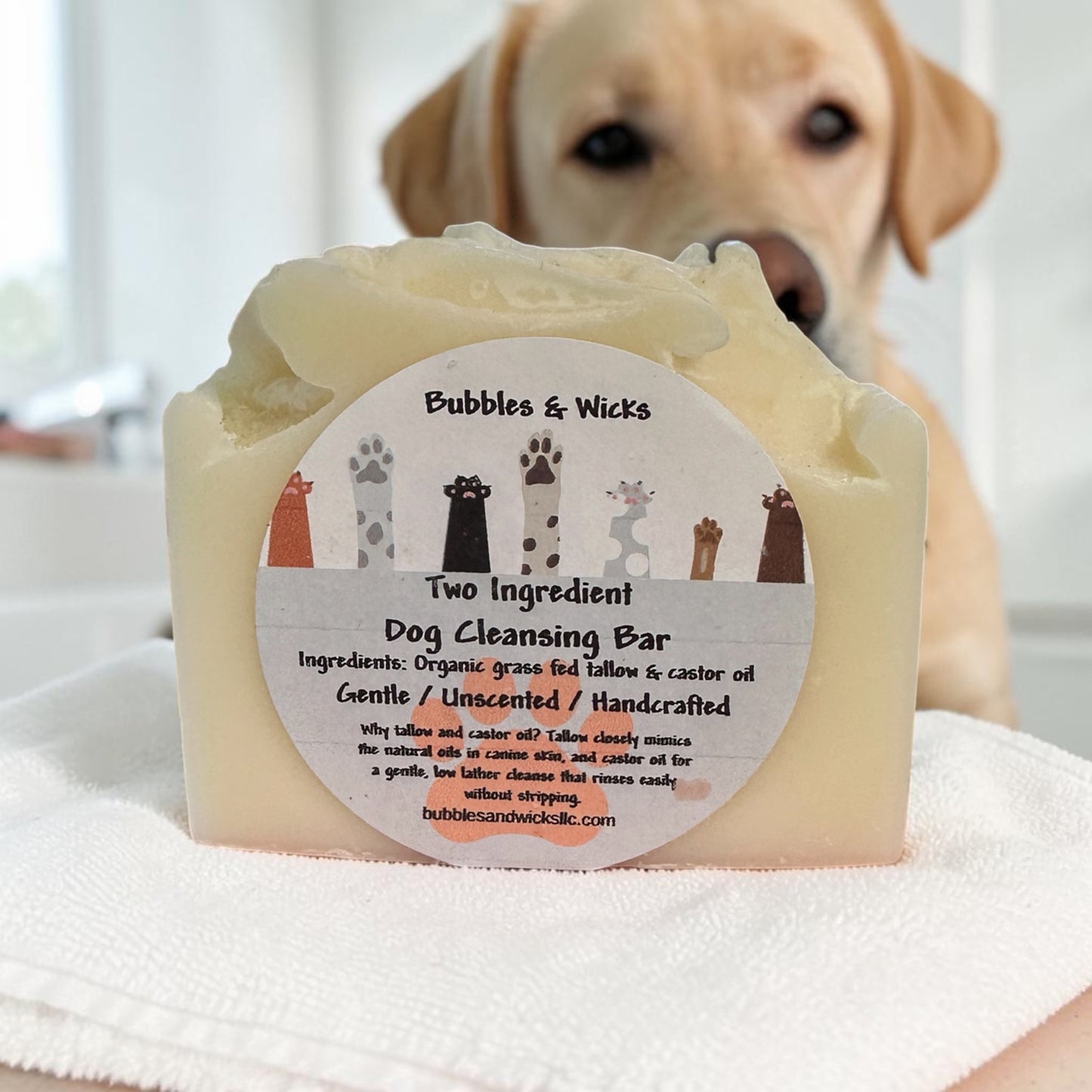 2-Ingredient Tallow Dog Soap Bar | Natural Dog Shampoo with Castor Oil