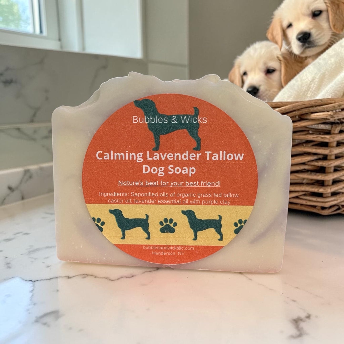 Lavender Tallow Dog Soap | Natural Dog Shampoo Bar with Purple Clay