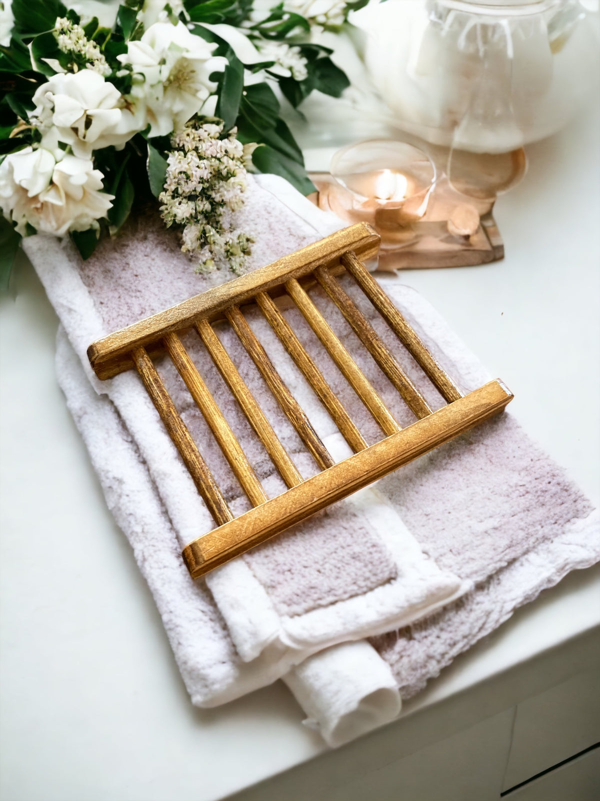 Natural Dark Wood Soap Dish | Wooden Soap Saver Tray for Handmade Bar Soap